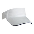 Laundered Chino Twill Visor w/ Contrasting Mock Sandwich Trim (White/Navy Blue)